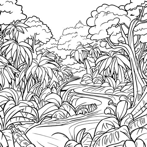 Jungle river coloring pages